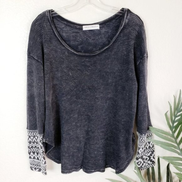 American Able Boho Chic Long Sleeve Knit Ethnic Cuff Thermal Top size M Western - Picture 2 of 14